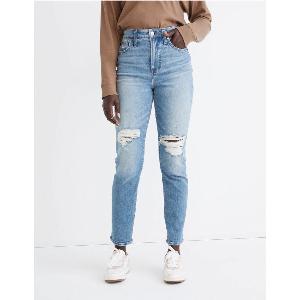 Madewell Curvy Perfect Vintage Distressed High Rise Jeans Denman Wash, Size 26